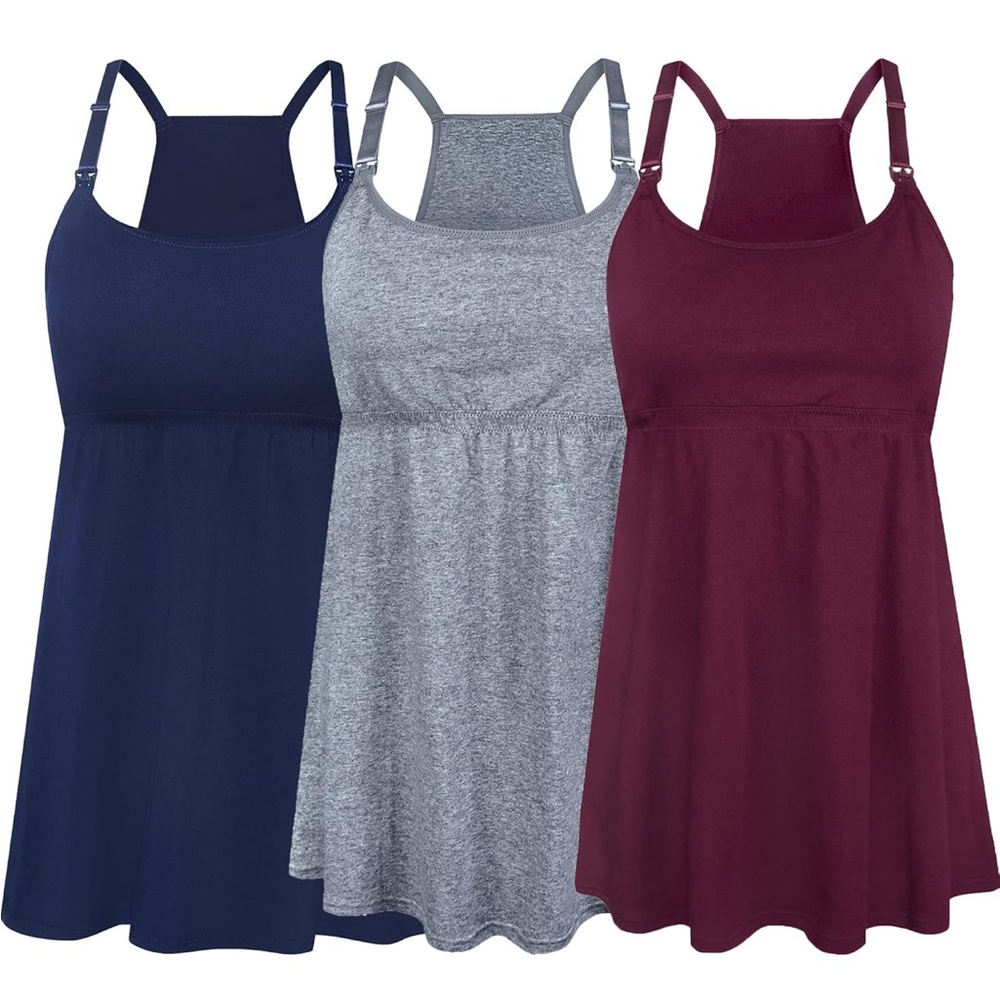Maternity Nursing Tank Tops - Navy, Gray, Burgundy